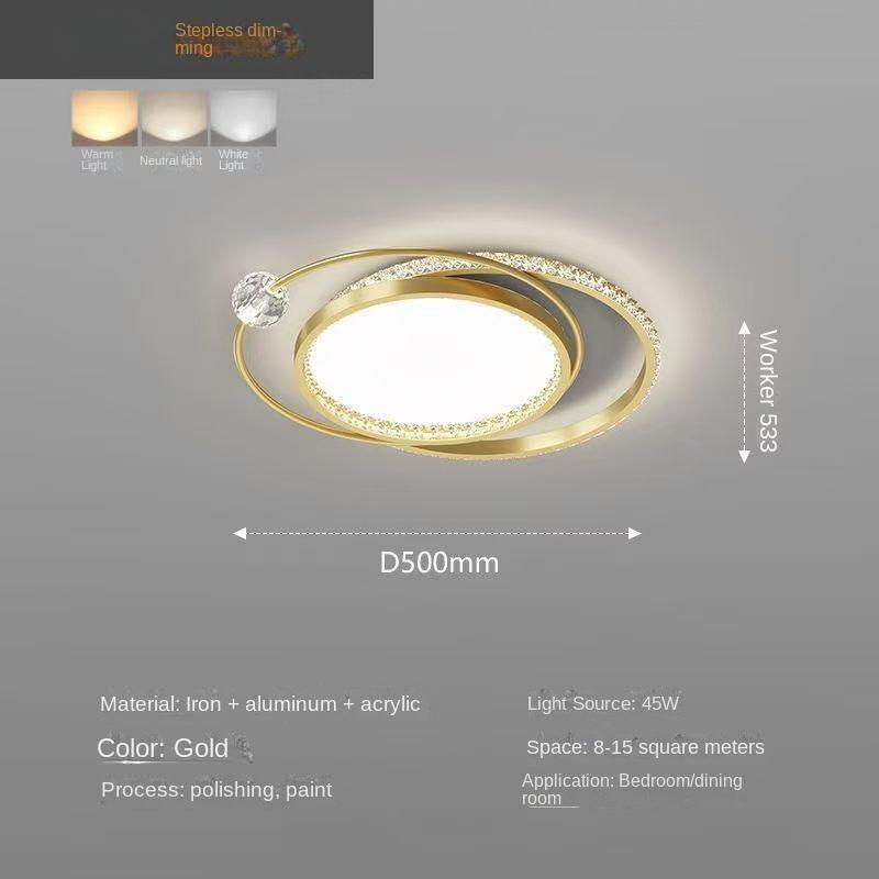 Round LED Ceiling Lights Remote Dimming  Living Room Bedroom Study Golden Acrylic Chandelier Indoor Lighting Decor Fixtures