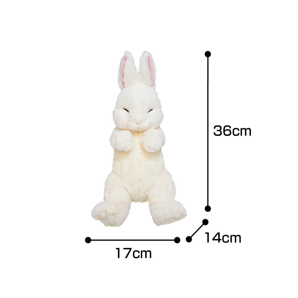 Sunlemon Knee-Hugging Rabbit, Sleeping Soundly, White, 17 x 14 x 36 cm, Plush Toy, Cute Animal, Rabbit, White, P-9542