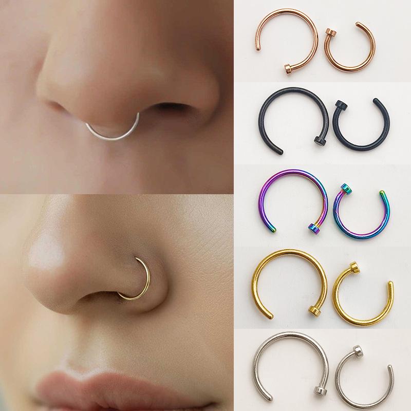 C-Shaped Stainless Steel Fake Nose Ring - Personalized Titanium Steel Piercing Jewelry