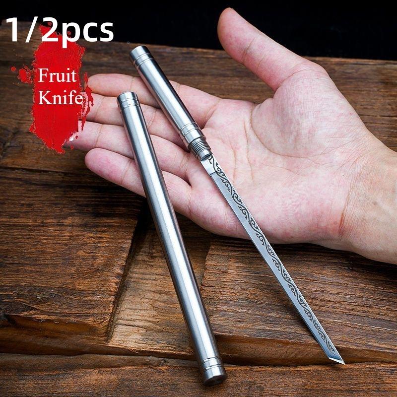 1/2pcs Overlord Stick Mini Stainless Steel Fruit Peeler Household Portable Tea Knife Creative Small Straight Knife