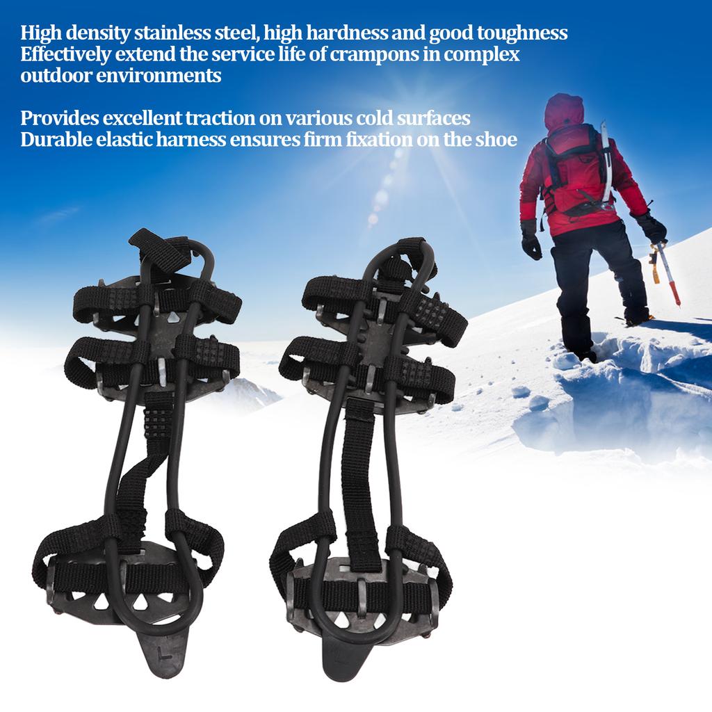 1 Pair 24 Teeth Climbing Crampons Stainless Steel Antiskid Outdoor Snow Ice Shoe Covers