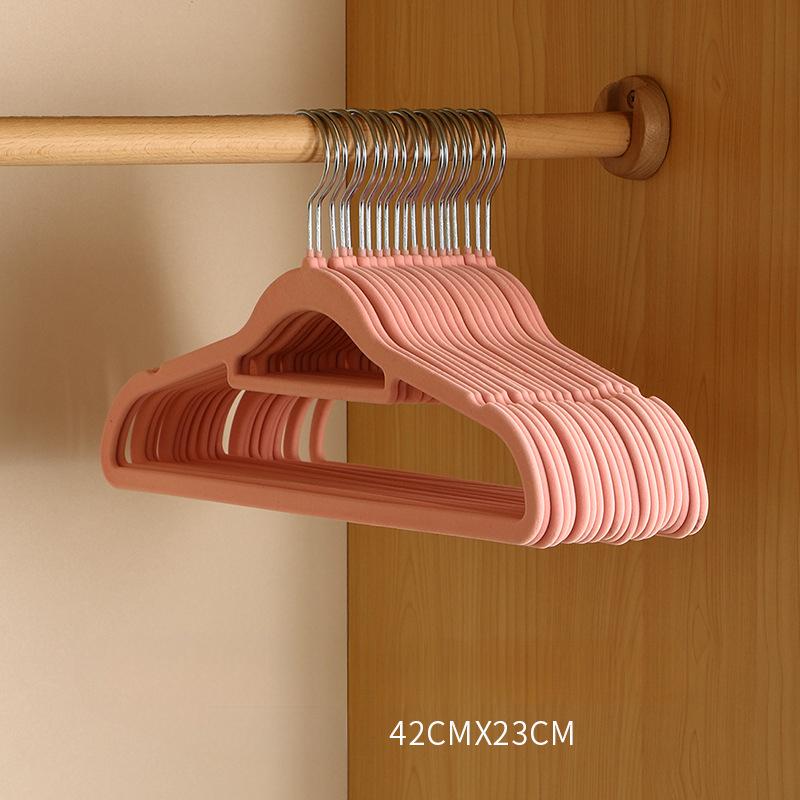 Flocking Hangers Plastic Non-Slip Clothes Support Adult Multi-Functional Wardrobe Storage Clothes Hanging Seamless Household Drying Hangers