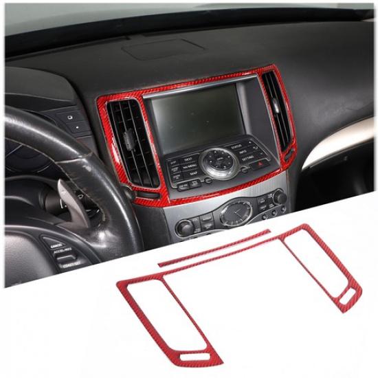 For Infiniti G37 Sedan Red Carbon Interior Center Air Vent Outlet Trim Cover