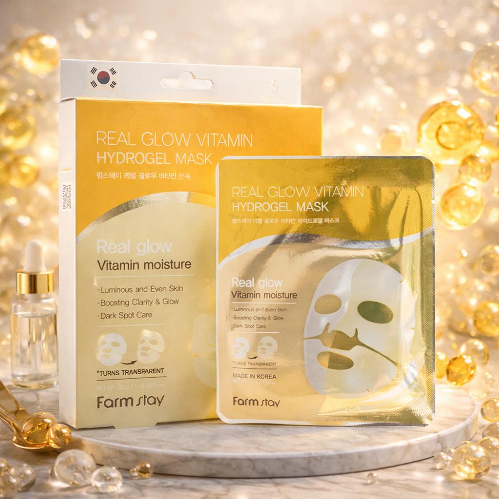 

[Farmstay] Real Glow Vitamin Hydrogel Mask 1 Box (5 Sheets) (3EA Bundle) 3EA Bundle