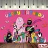 Anime Halo Barbapapa themed birthday backdrop, decorations for children and boys, photography props on5429