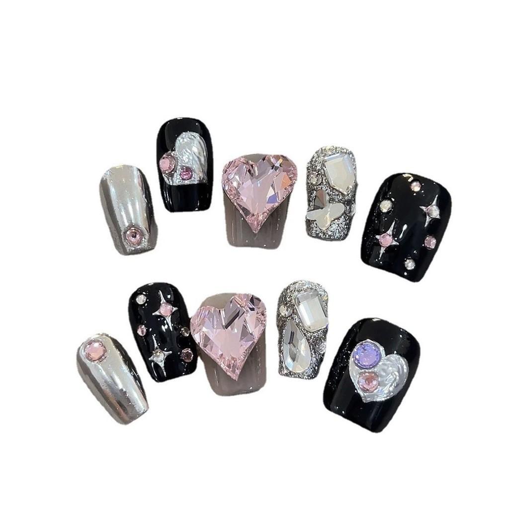 Handmade Nail Nail Patch For Sweet Cool Girl Short Black Millennial Spice Gir