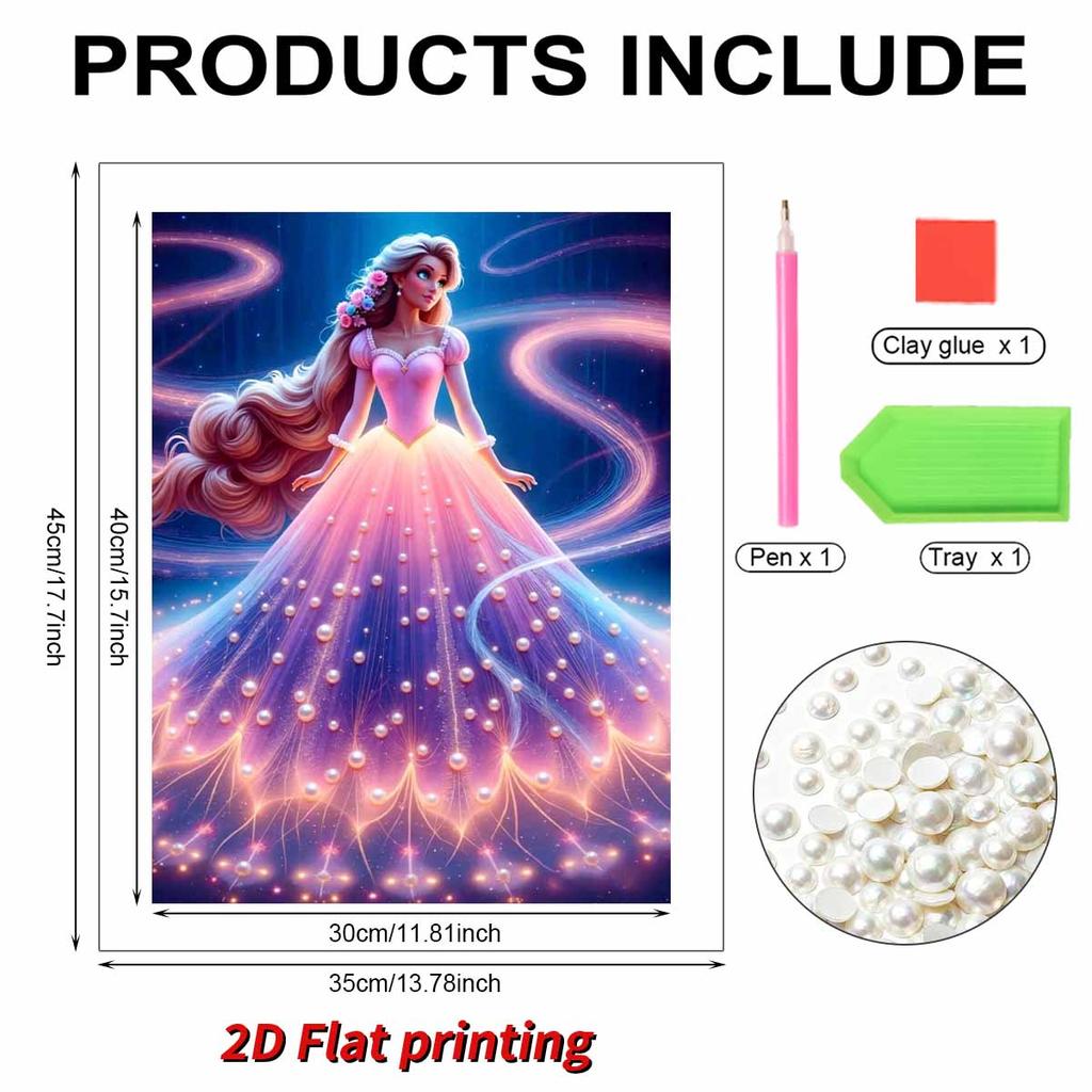 Disney The Magic Hair Pearl Decorative Set Artificial Pearl Jigsaw Puzzle Embroidered Home Decorative Handmade Gift