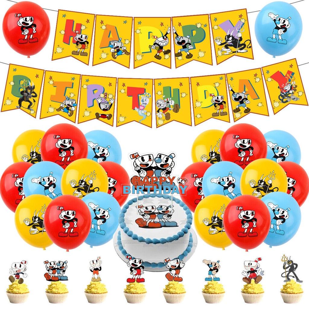 Cuphead Themed Birthday Party Decorations Set With Tea Cup Head Design Vibrant Paper Material