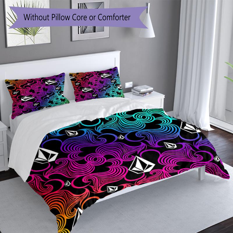 3pcs V-VOLCOM LOGO3 pattern bedding set duvet cover set includes duvet cover &pillowcases, perfect all season bedroom decoration & gift
