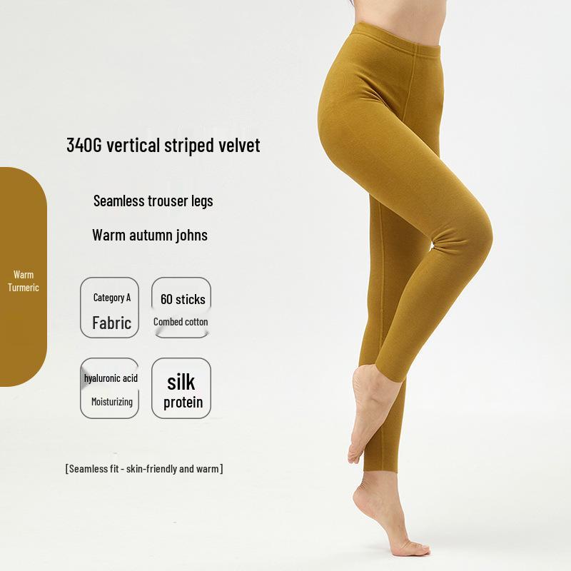 Women's Seamless Thermal Fleece Underwear Suit with Hyaluronic Acid - Slim Fit, Plus Size, Autumn Pants