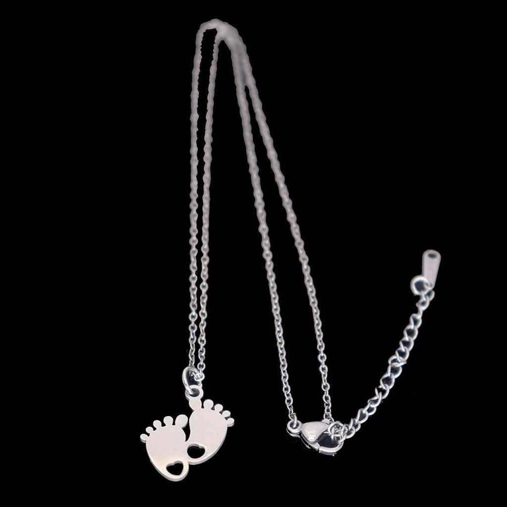 Stylish Stainless Steel Footprint Pendant Necklace for Women - Simple and Versatile Clavicle Accessory