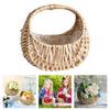 Moon Shape Plant Holder Basket With Sturdy Handle Decorative Storage Bin For Convenient Portability