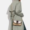 Coach Grace 22 Classic Monogram Canvas And Leather Shoulder Bag Women Shoulder Bag Khaki-Brown White CC033-IMOTV