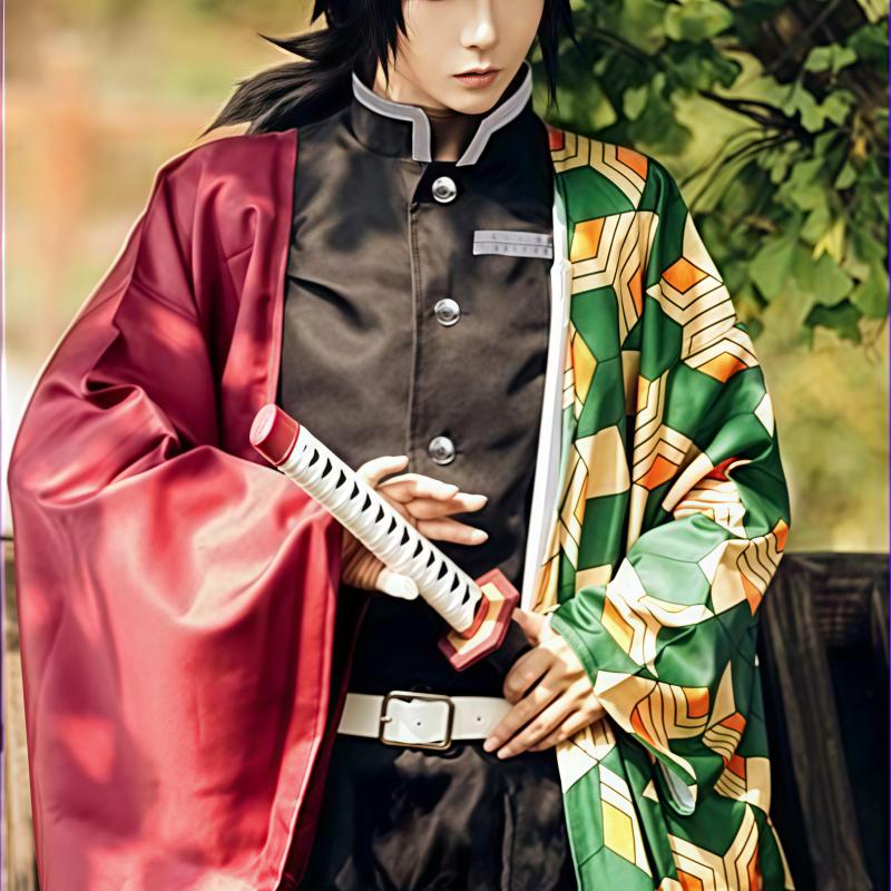 Anime Kimetsu No Yaiba Tomioka Giyuu Cosplay Kostým Doplňky Pak Uniformy Kostýmy Pruik Druh Volwassen Feest Cadeau