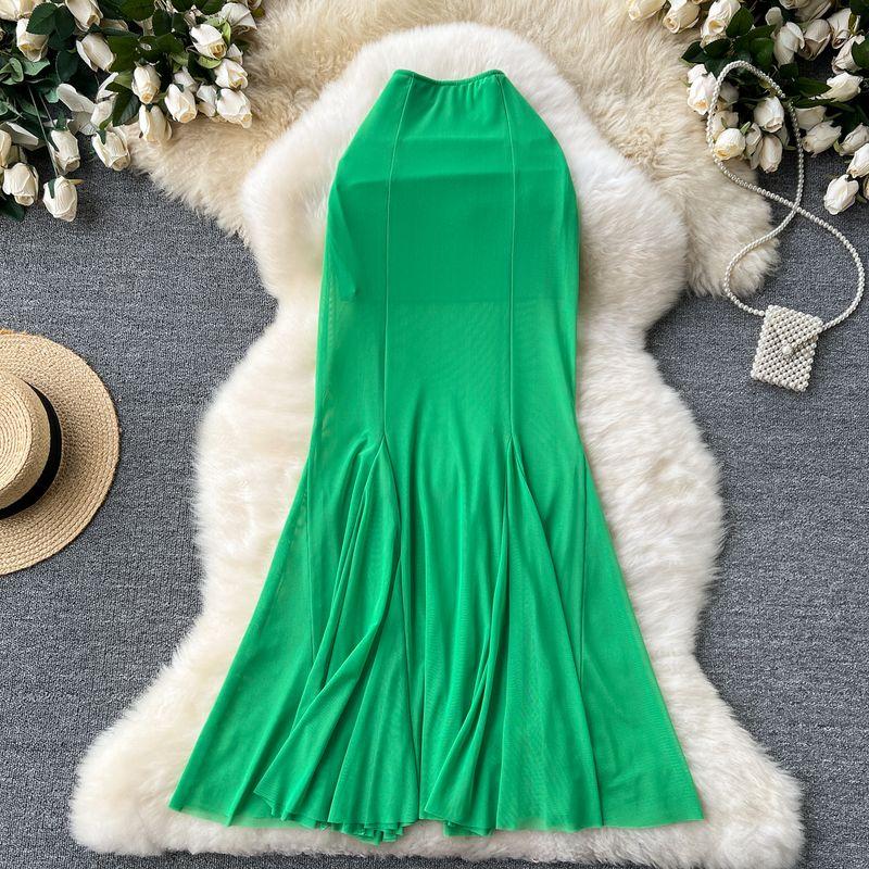 High Cold Adult Lady like Woman Wear Women's Work Clothing All-Match Tutu Stylish Stretch Silm Mesh Patchwork Fishtail Bodycon Dress