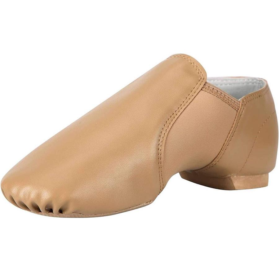 Women and Men's Dance Shoes Unisex Sheep Leather Upper Slip-on Jazz Shoe (Brown)