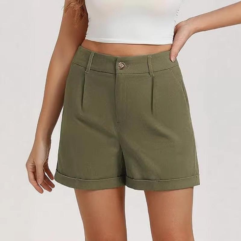 Sommer neue hoch taillierte lockere lässige Shorts Damen Europäischer und Amerikanischer Stil einfarbig vielseitig Pendler gerade Shorts