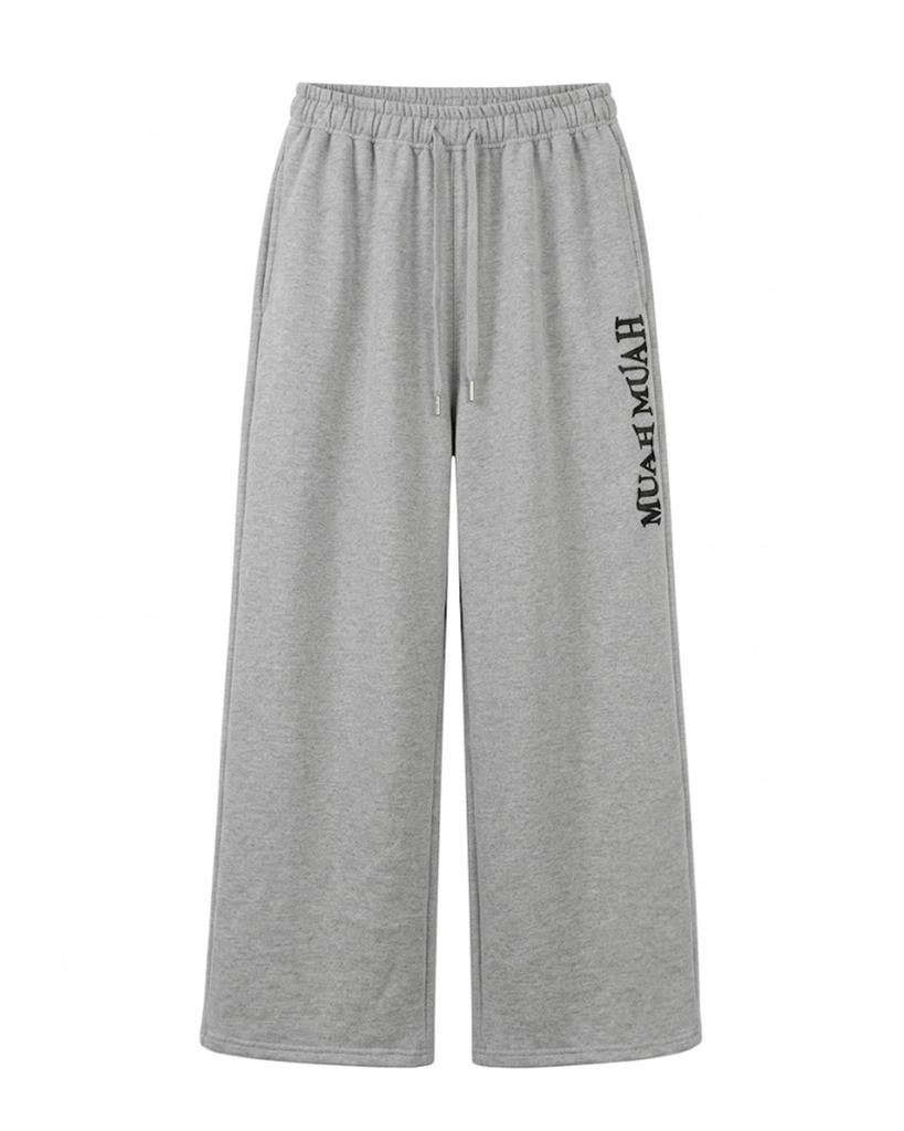 MUAHMUAH Wave Logo Wide Elastic Pants [Gray]