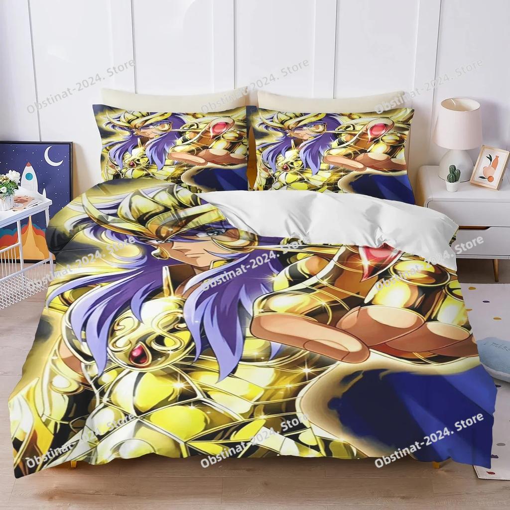 3d Cartoon S-Saint Seiya Comforter Bedding Set Printed Duvet Cover Sheet Pillowcase Bed Soft Quilt Cover Full Queen King Size