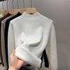 Autumn and Winter Plush Thick Velvet Base Women's Sweaters Long Sleeve Half High Collar Warm Knitted Sweater Ladies Elegant Solid Pullover Tops 24870
