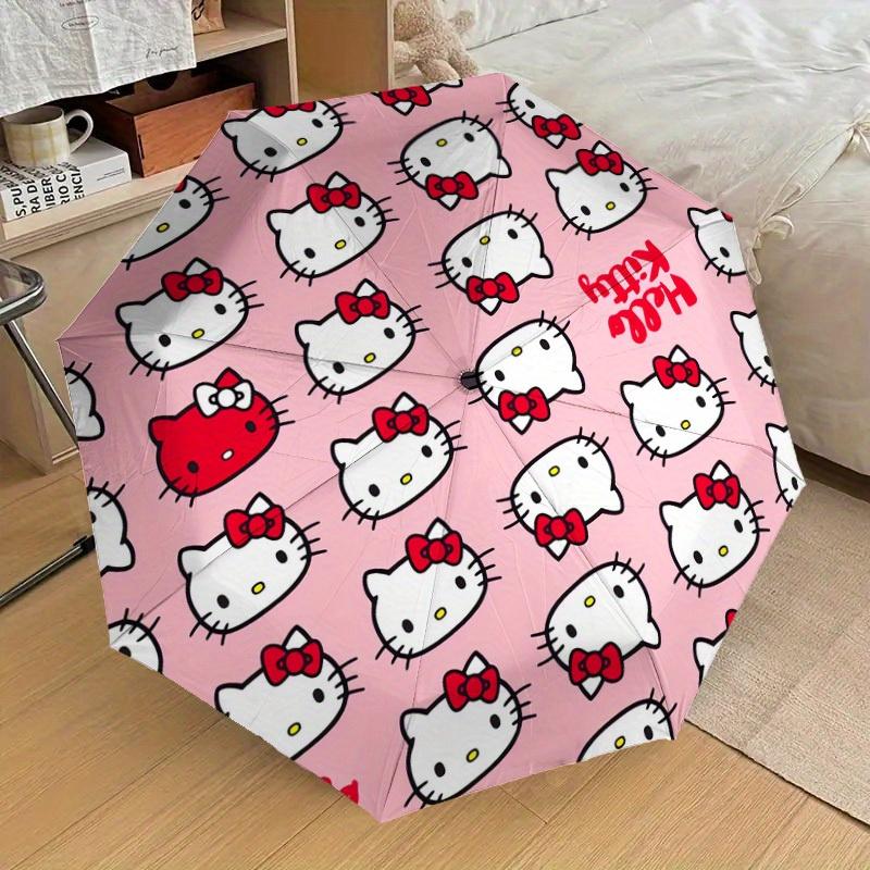 1pc Hello Kitty Pattern Pink Background Umbrella with Plastic Handle,Suitable for All Seasons Home Travel Outdoor UmbrellaSanlio610