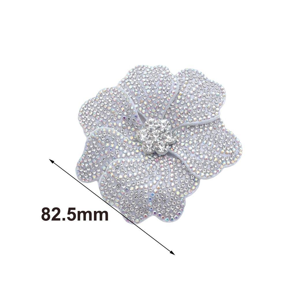 DIY Craft Rhinestone Flower Patches Sparkling Rose Brooch Fabrics Sew-On Applique  Sewing Supplies
