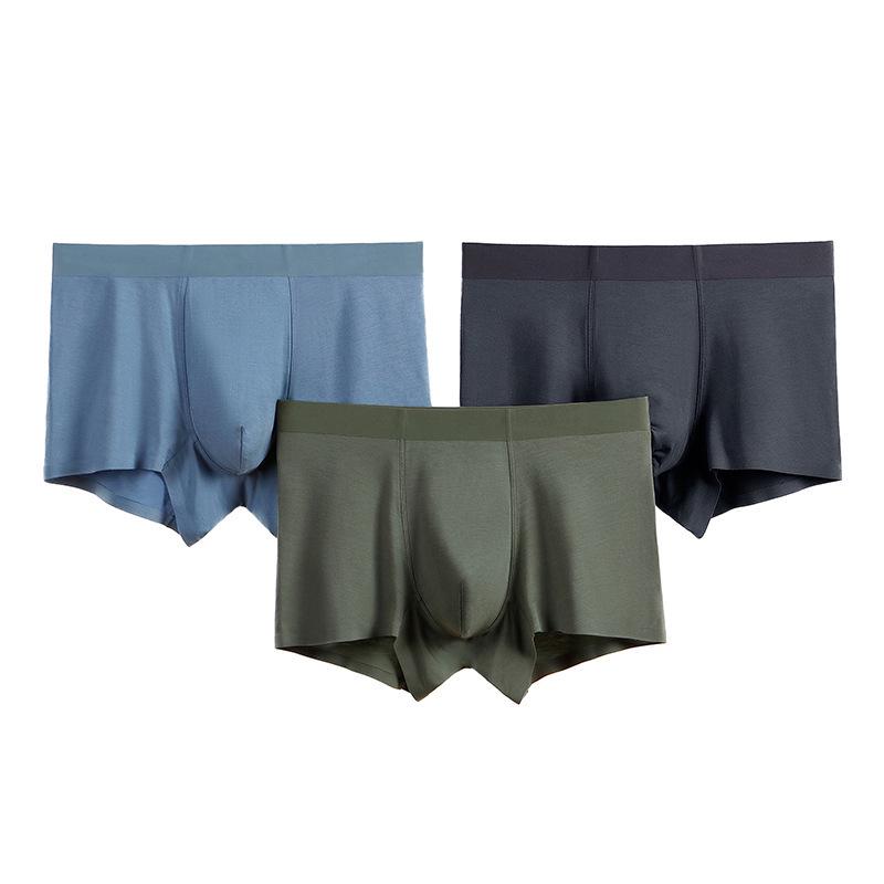 60 Modal Ice Silk Breathable Antibacterial Men's Boxer Briefs with Mulberry Silk Crotch and U-Shaped Pouch