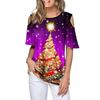 Summer Women's T-shirt Christmas Tree Printed Round Neck Loose Short Sleeve T-Shirt