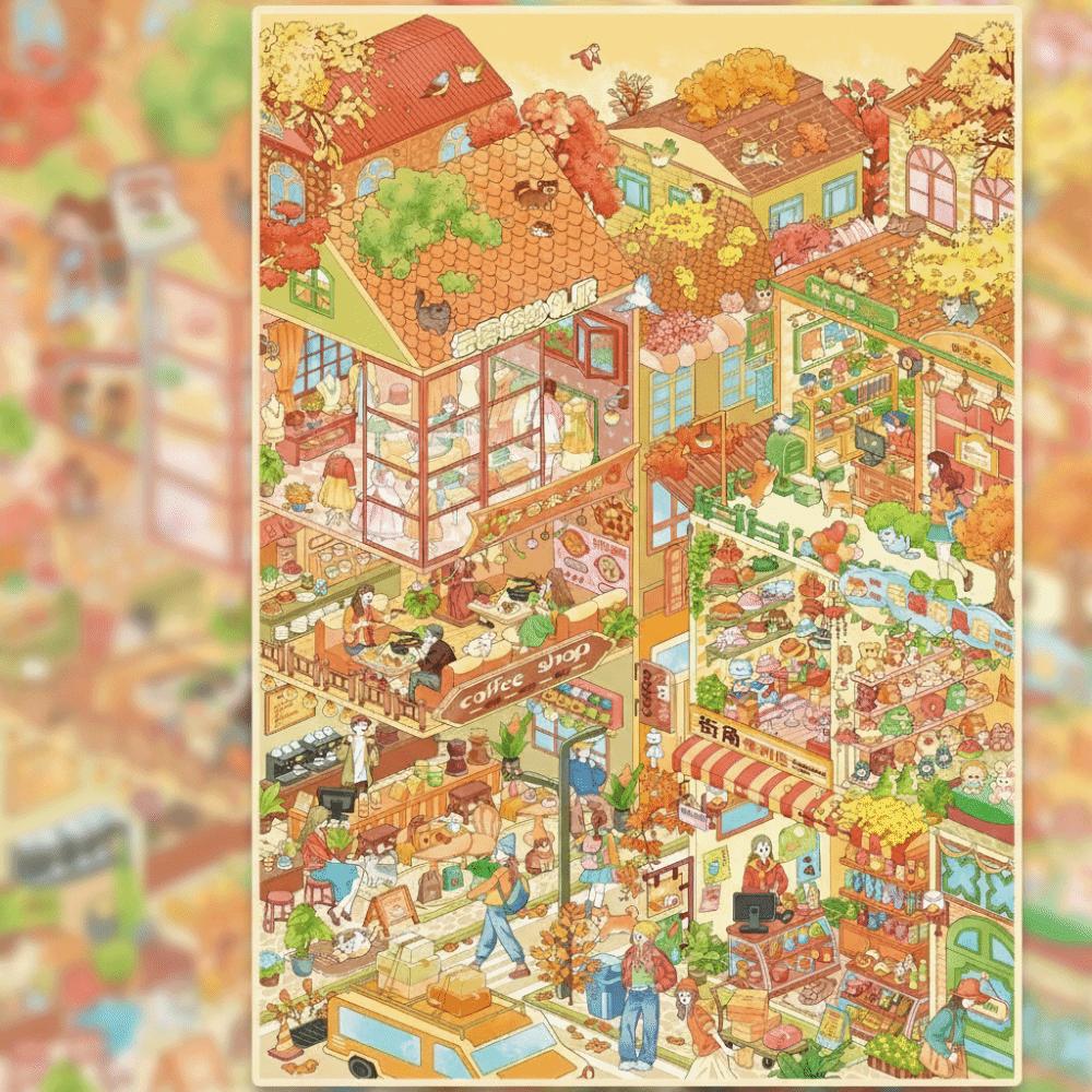 

Kawaii DIY 3D Miniature Stickers Stacking Creative Arts Cabin Town Stickers Handicraft Decor Miniature Scene Paster Kids