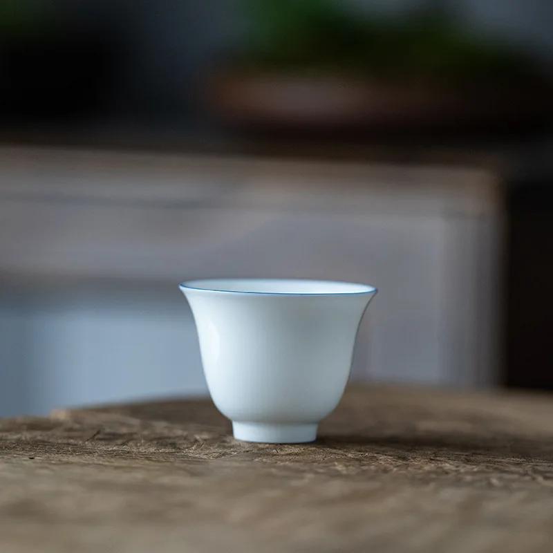 Thin Tire Kung Fu Tea Cup Ceramic Whiteware Single Cup Ceramic Teacup Master Cup Tea Set Small Tea Bowl Ceramic Teacups