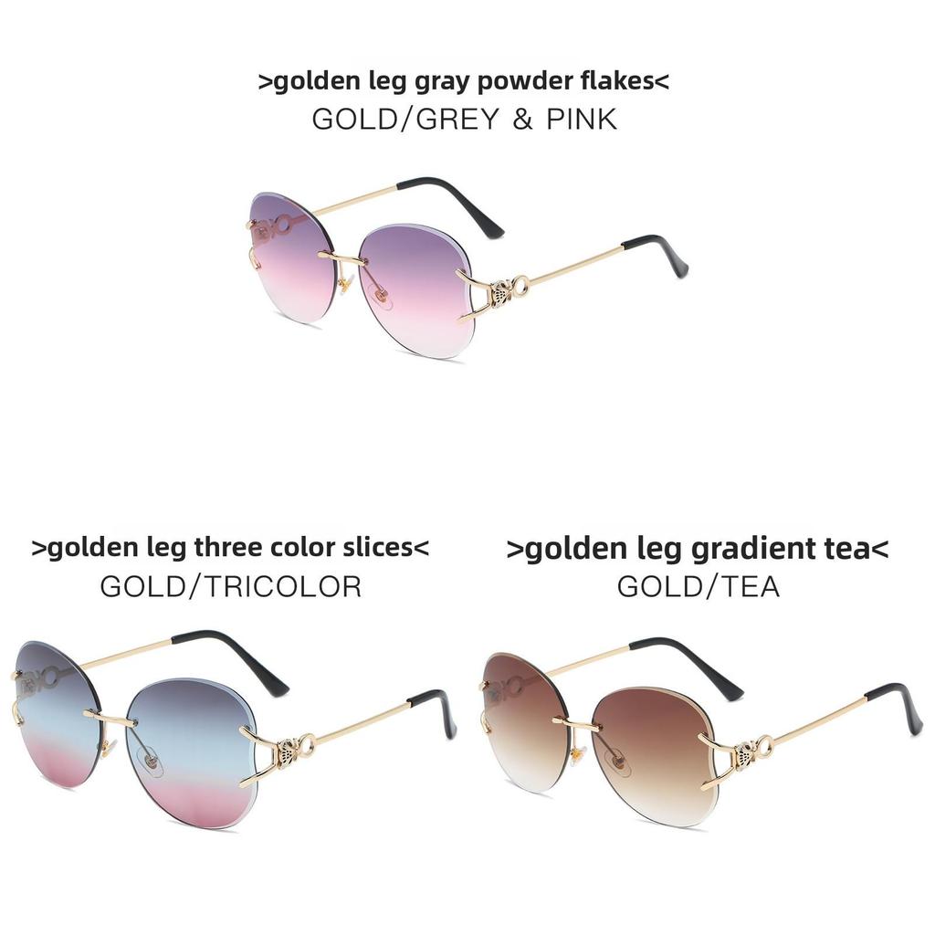 Unframed Fox Head Sunglasses Pink Gradient Uv400 Fashion Eyewear For Travel And Parties