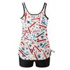 Women’s Tankini Swimsuit Set with Printed Top and Solid Shorts Scoop Neck Sleeveless Swimwear for Beach Pool Activities