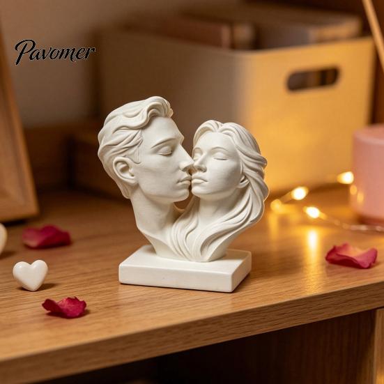 Couple Kissing Statue 3D Printed Hugging Statue, Modern Minimalist Art Sculpture Artistic Bust for Home Desk Shelf, Romantic Decor Ornament,