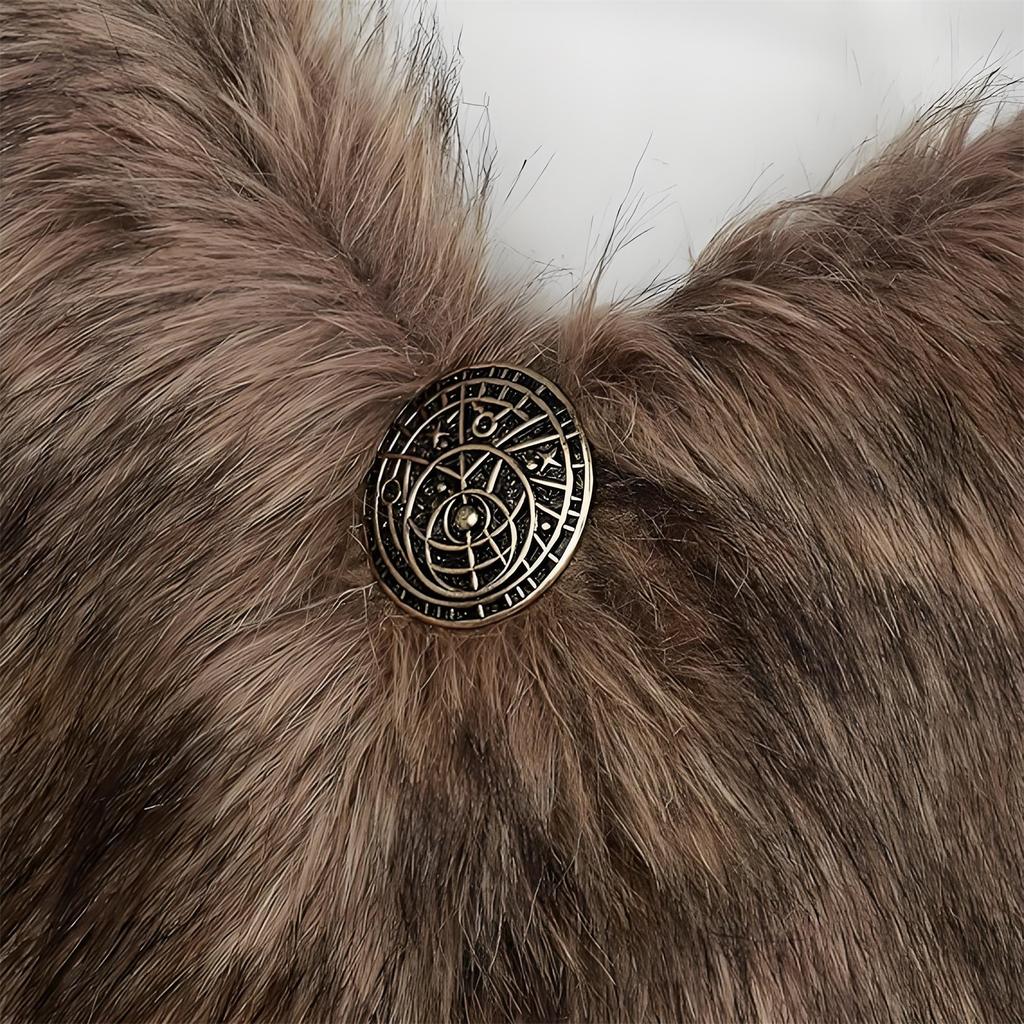 Chal y Estola de Piel Sintética Vikinga para Mujer con Broche Medieval y Cuello de Piel para Accesorios de Disfraz de Halloween