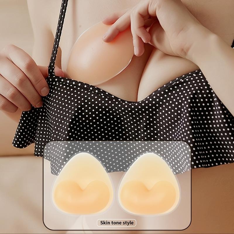 2Pcs Chest Sticky Bra For Bikini Thicken Sponge Bra Pads Breast Push Up Silicone Removeable Inserts Swimsuit Invisible Bra