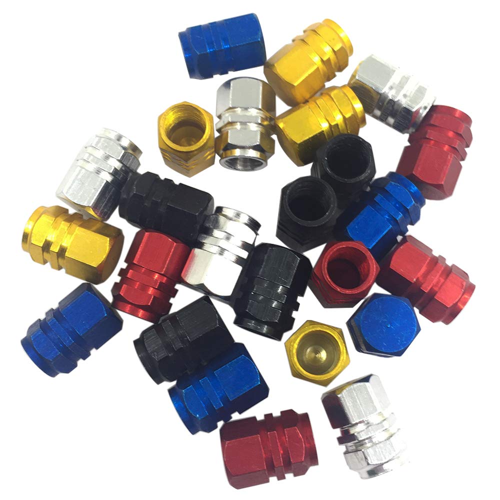 25 Valve Stem Caps, FineGood Aluminum Alloy Tire Valves Dust Cap for Car, Motorcycle,