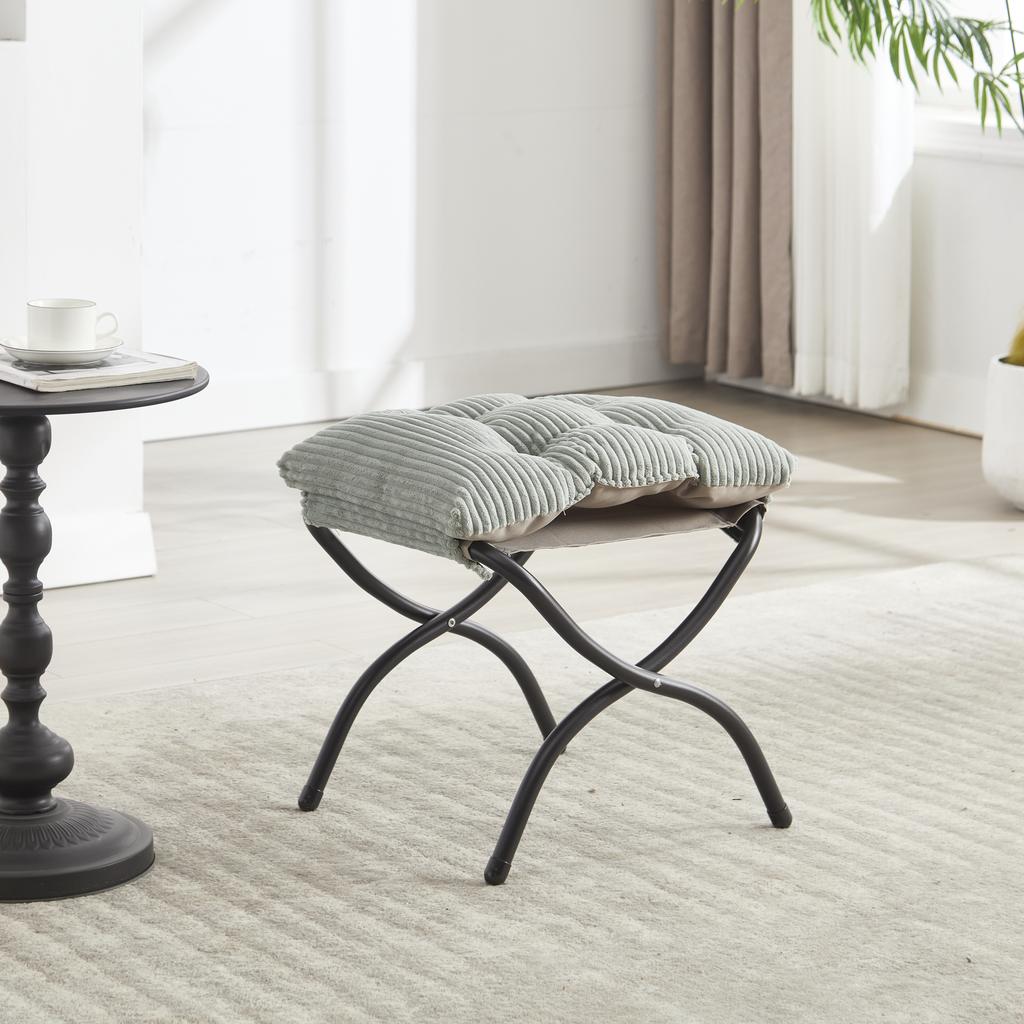 Lazy Chair with Ottoman, Lounge Accent with Armrests and Side Pocket, Upholstered Sofa Reading with Footrest for Small Room, Corner Chair-Light Green