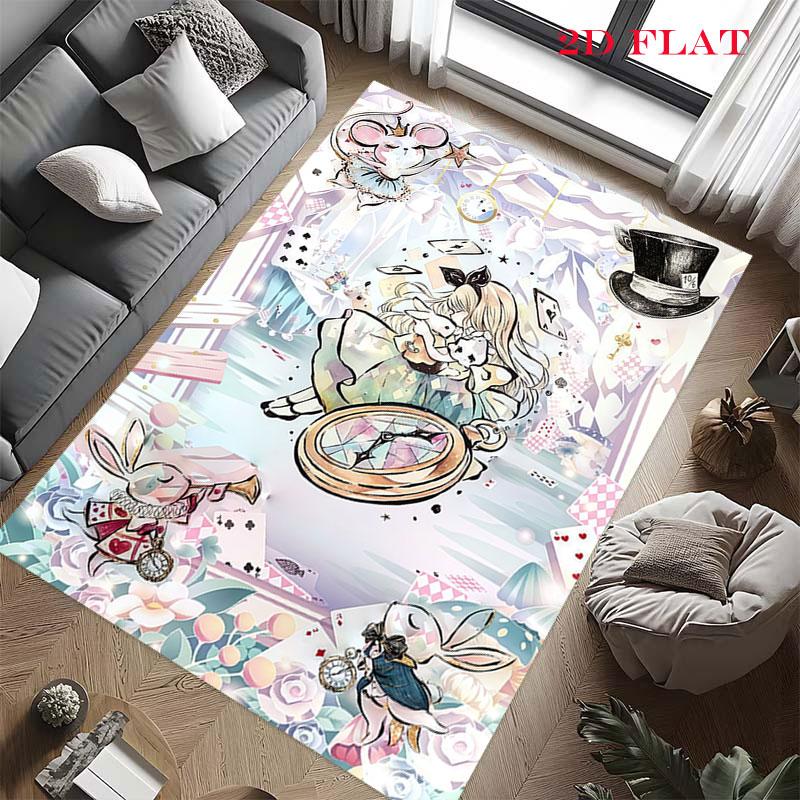 Alice Wonderland Glow Carpet Rug for Living Room Bedroom Home Sofa Decoration,Kids play Nonslip Floor Mat