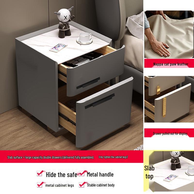 Smart Multifunctional Bedside Safe: Minimalist Square Design for Bedroom and Living Room