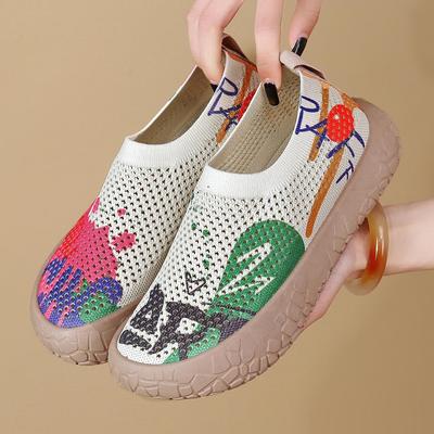 Zomer Fruit Graffiti Print Dames Slip-On Mesh Schoenen