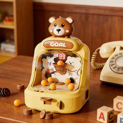 Cartoon Animal Basketball Shoot Game with Score Display Mini Basketball Shoot Arcade Machine Tabletop Dinosaur Bear Basketball Hoop Toy