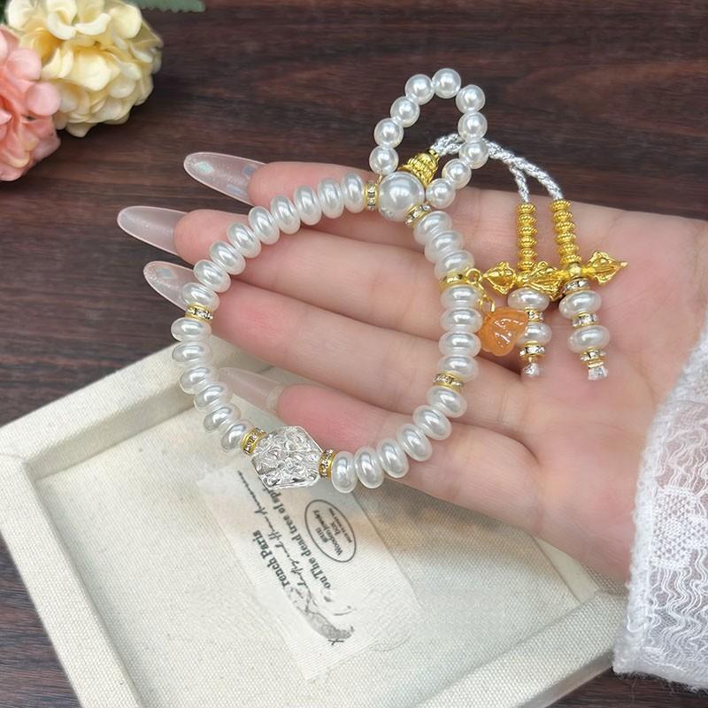 "Moonfall" imitation pearl fringed bracelet, new Chinese Zen bracelet, exquisite elegance, classical temperament, light luxury jewelry.