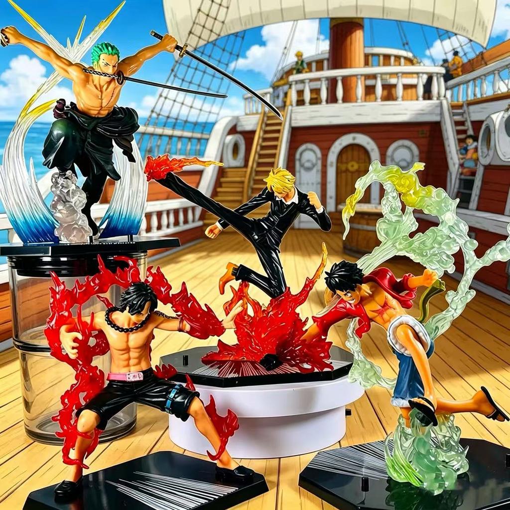 Hot new One Piece Anime Figure Fire Fist Luffy Ace Sanji Battle Model PVC sabo Action Figurine Zoro Ghost Three-Knife Toys