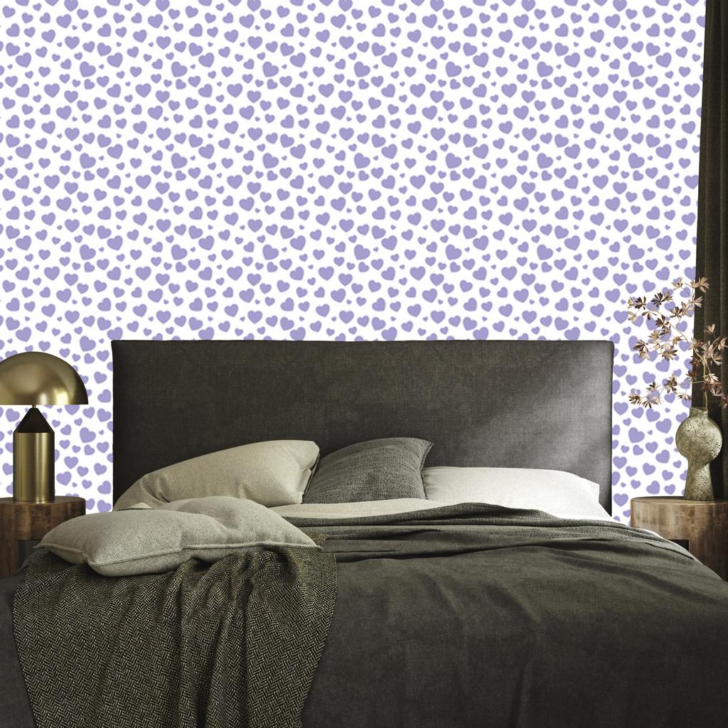 Heart Wallpaper White, Blue and Light Gray 50x1000
