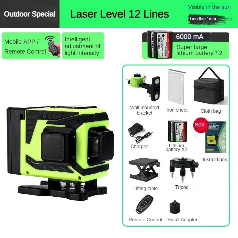 4D 8/12/16 Line Green Light Automatic Leveling Level Infrared Mini Laser Level 360° Horizontal and Vertical Cross Measurement Tool New