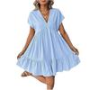 2026 European and American Women's V-neck Ruffle Hem Summer Dress