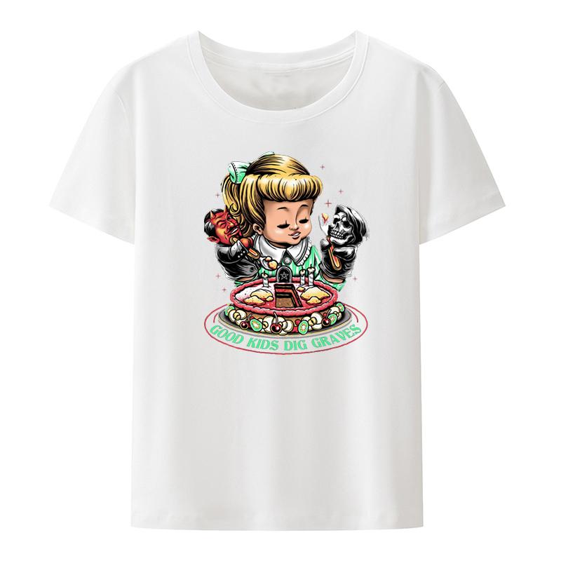Good Kids Dig Graves Graphic Printing Tshirts Funny Top Tee Leisure Pattern Unisex Clothes Pair De Mujer Tops Unisex Retro Oneck