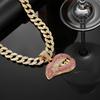 Colorful Diamond Lip Bite Pendant Hip Hop Cuban Chain Necklace