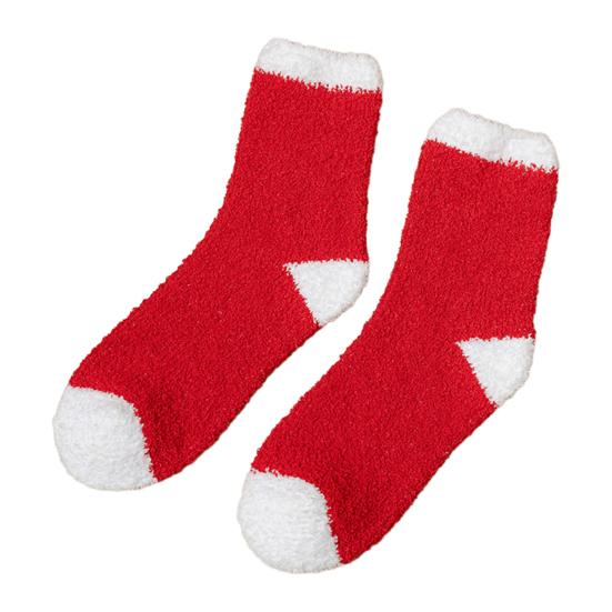 Yousheng 1 Pair Christmas Socks Snowmen Reindeer Santa Claus Bell Pattern Mid-tube Socks Coral Fleece Warm Thermal Socks