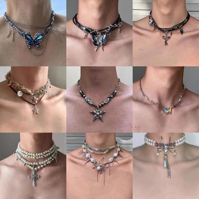 Collier Choker Hip-Hop Style Punk pour Homme - Chaîne Clavicule Haut de Gamme, Bijou Subculture Y2K, Col Doux & Cool